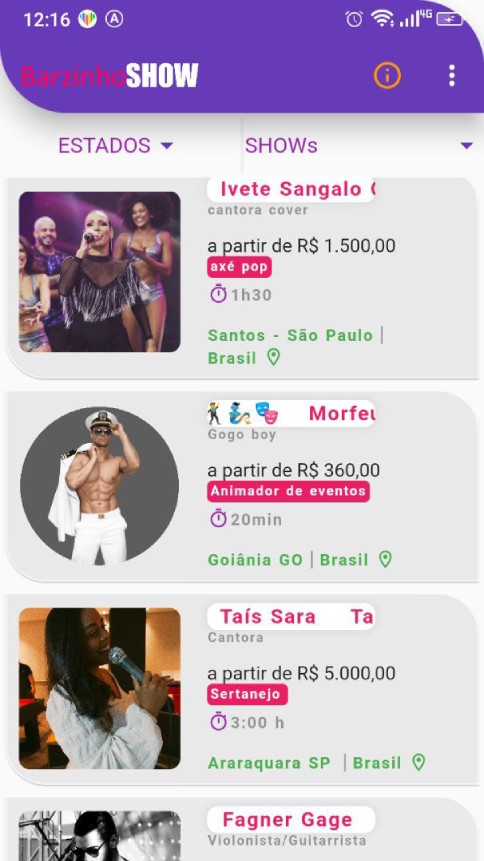 Contratar cantores para eventos?