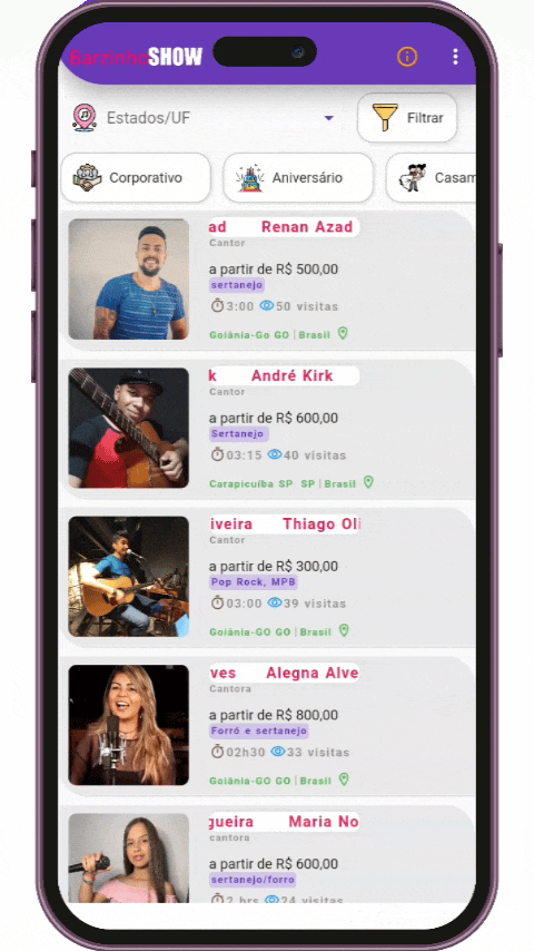 cantores ou artistas para eventos, casamentos, aniversarios, formatura em São Paulo - SP